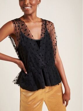 Anthropologie Eva Franco Sheer Dot Layered Tank Blouse